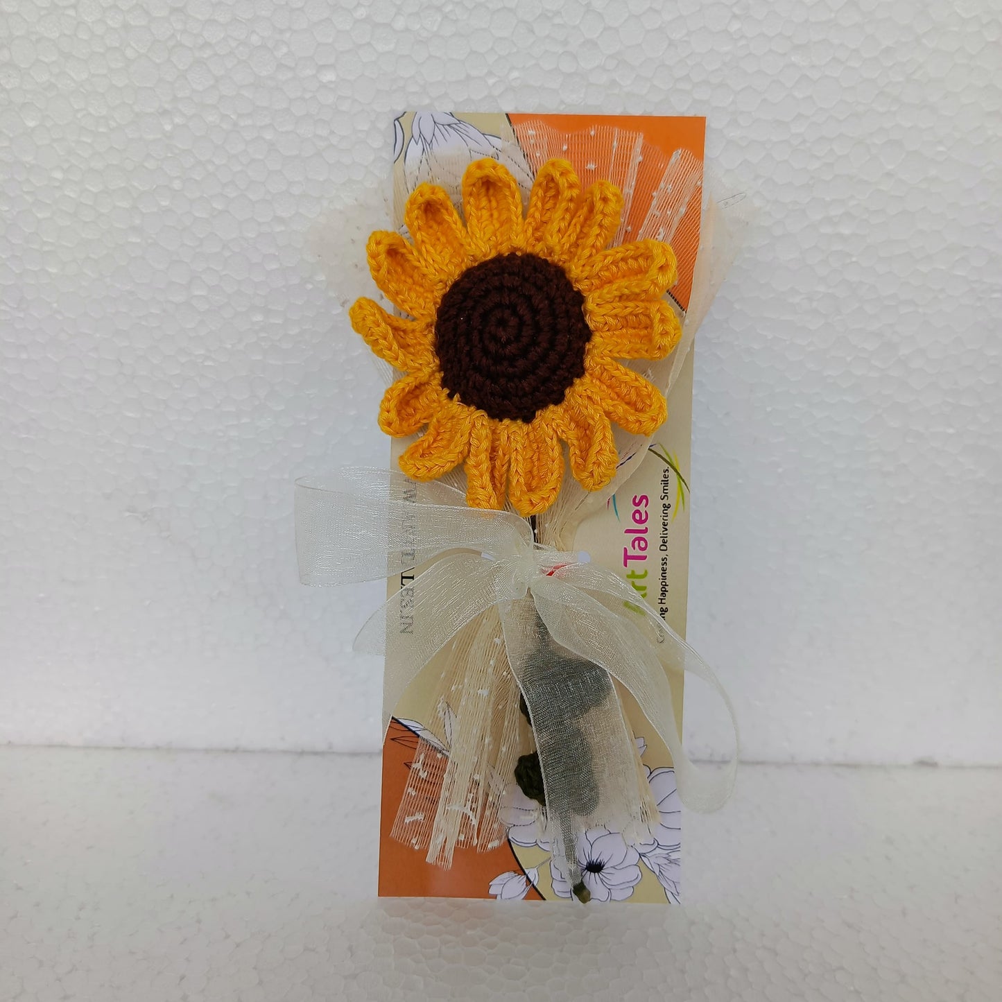Handmade Crochet Sunflower Bouquets – Realistic Knit Flower in Gift-Ready Poly Packaging | 9 Inch Length, 3 Inch Width | Unique Floral Home Decor & Thoughtful Gift