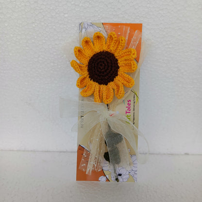 Handmade Crochet Sunflower Bouquets – Realistic Knit Flower in Gift-Ready Poly Packaging | 9 Inch Length, 3 Inch Width | Unique Floral Home Decor & Thoughtful Gift