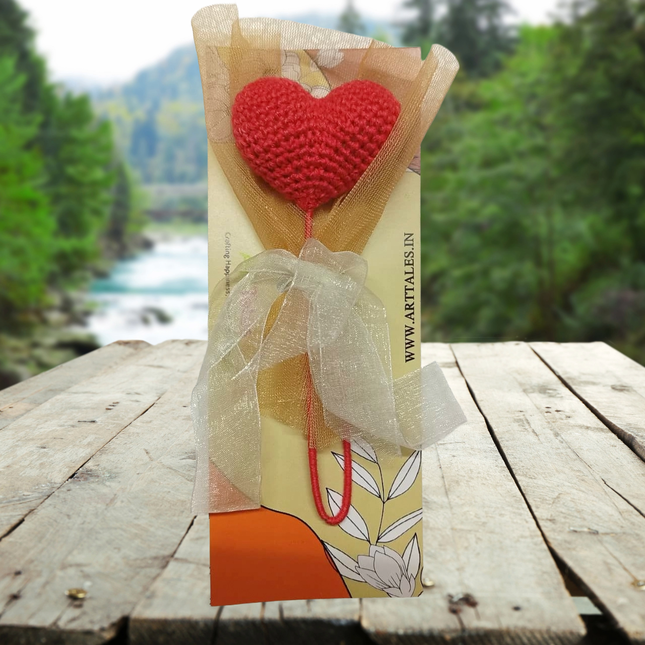 Crochet Heart Flower on Stick 6.5 cm | Valentine Gift | Anniversary Birthday Cute Handmade Heart Bouquet