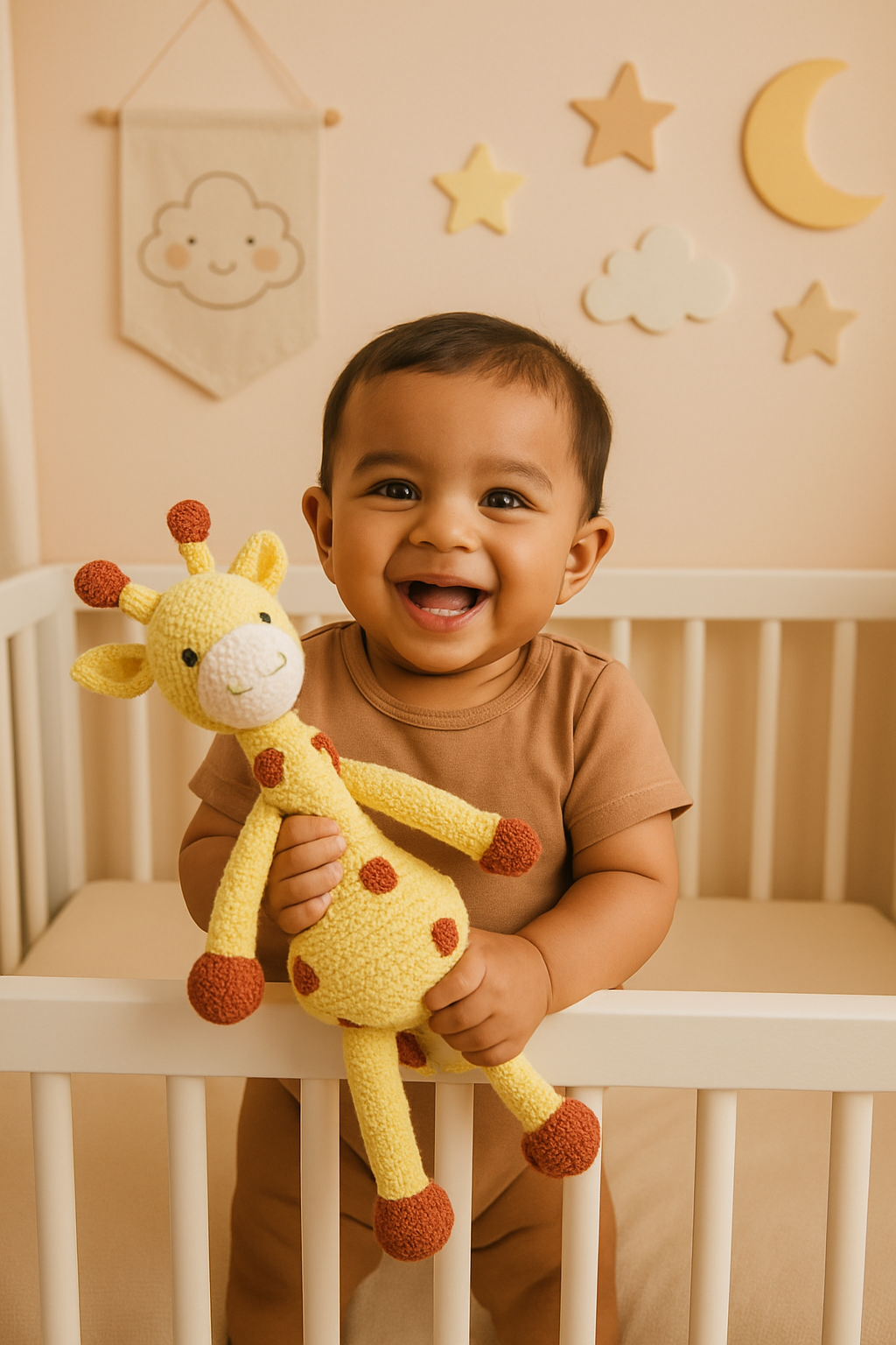 Handmade Crochet Giraffe Soft Toy - 36cm Amigurumi Plush Baby Toy | 100% Cotton Safe for Kids 0-6 Years | Perfect Gift for Babies Toddlers | Yellow
