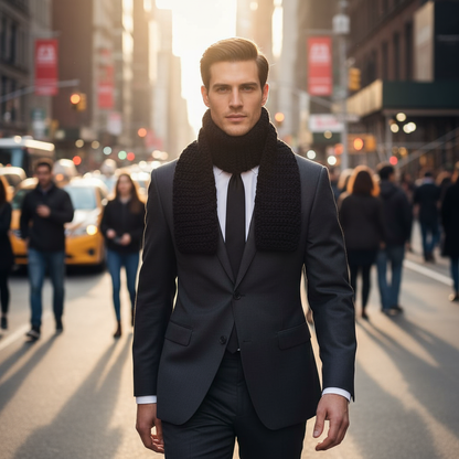 Black unisex warm winter scarf/muffler