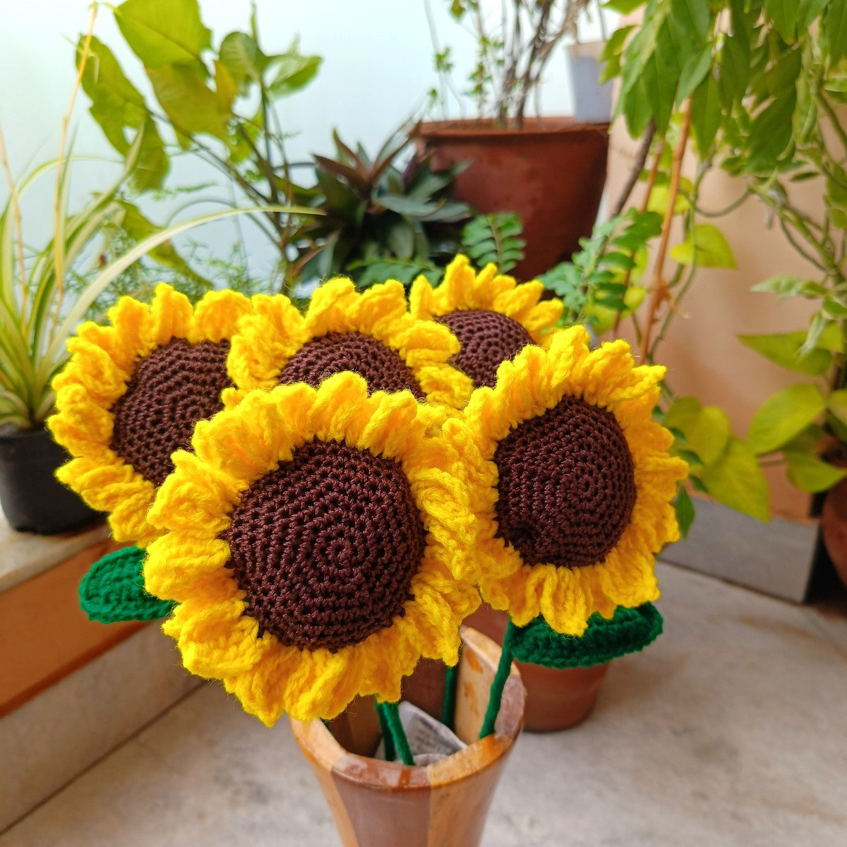 Handmade Crochet Sunflowers | Forever Flowers Bouquet for Home Decor, Gifts & Special Occasions