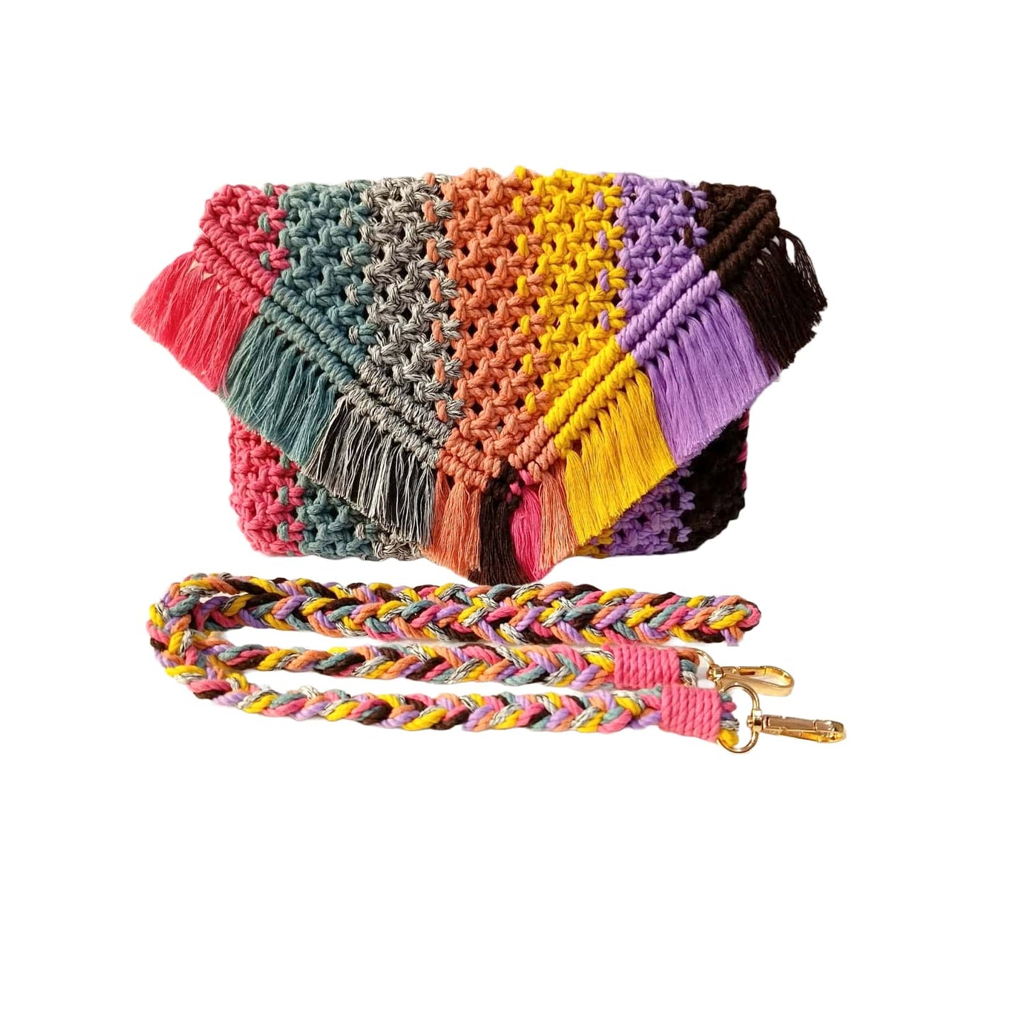 Handmade Multicolor Macrame Sling Bag | Boho Chic Scintillating Handbag