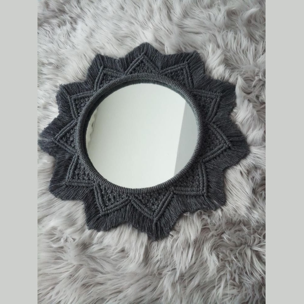 Macrame Mandala Wall Mirror | Boho Wall Decor Mirror | Round Mirror for Living Room, Bedroom & Gallery