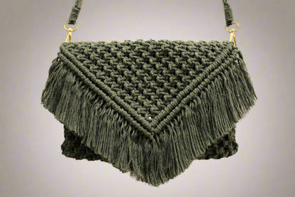 Boho Macrame Ladies Sling Bag | Handmade Crossbody Bag & Clutch with Detachable Strap