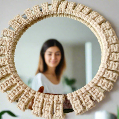 Handmade Macrame Wall Mirror | Boho Round Decorative Mirror