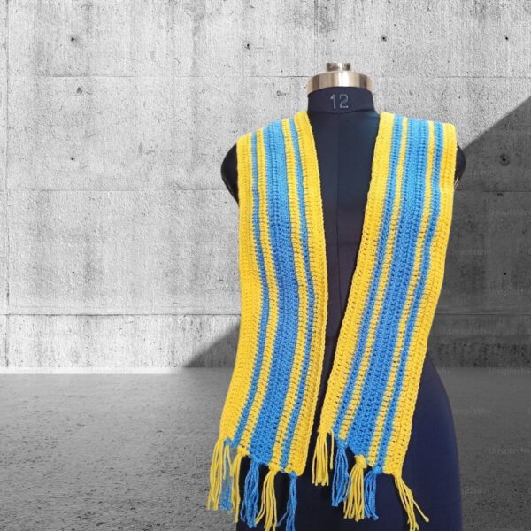 Handmade Woolen Winter Muffler – Soft & Warm Scarf (Yellow & Blue)