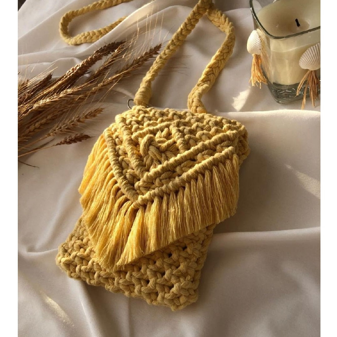 Mobile Crossbody Sling Bag | Boho Cotton Phone Bag for Women | Eco-friendly Macrame Mobile Sling bag