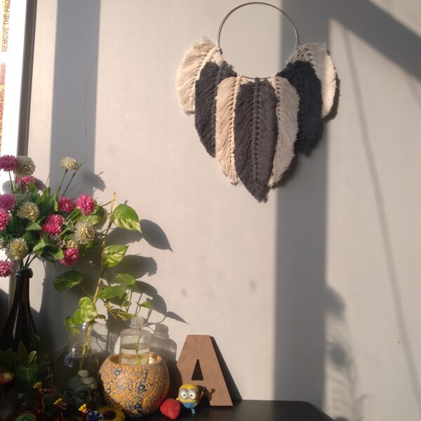 Macrame Dual Feather Wall Hanging