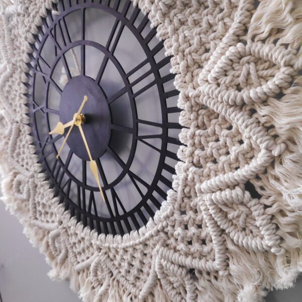 Macrame Handmade Beautiful Wood Base Wall Clock