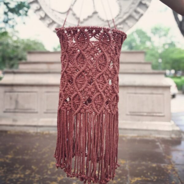 Magestic Brick red scintillating Macrame chandelier