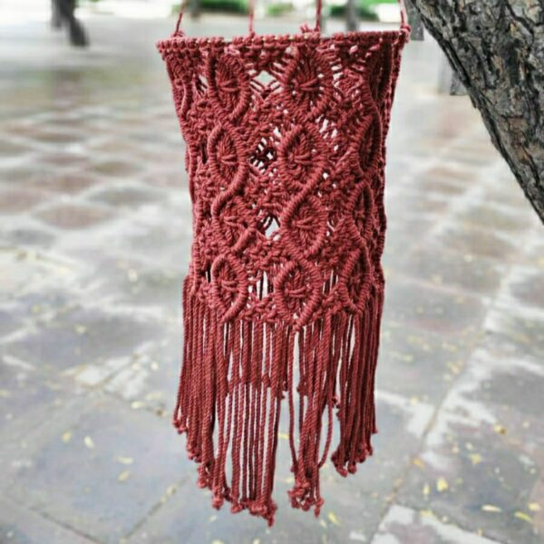 Magestic Brick red scintillating Macrame chandelier