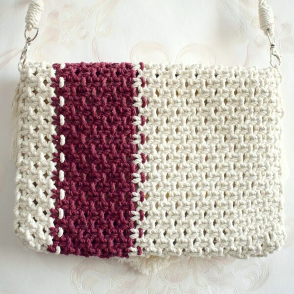 Shade of Magenta Macrame Clutch with belt strap