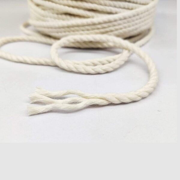 3 Ply Twisted Cotton Macrame Cord (Off-White) 100 Mtrs + Free 10 Inch Dowel