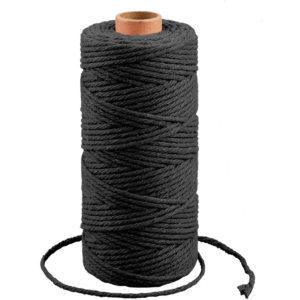Black Twisted 3MM, 3 Ply Cotton Macrame Cord