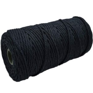 Black Twisted 3MM, 3 Ply Cotton Macrame Cord