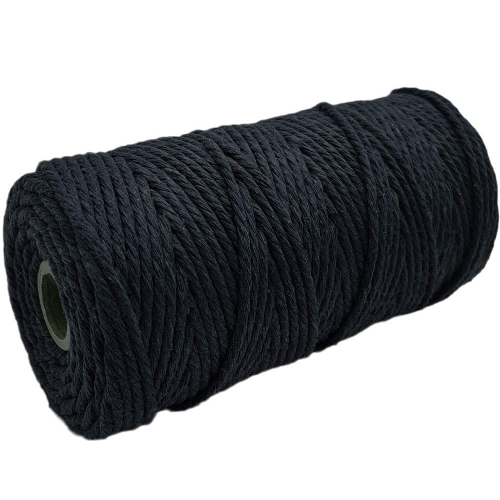 Black Twisted 3MM, 3 Ply Cotton Macrame Cord50 Mtrs - Buy ladies bag online, Handmade gifts online