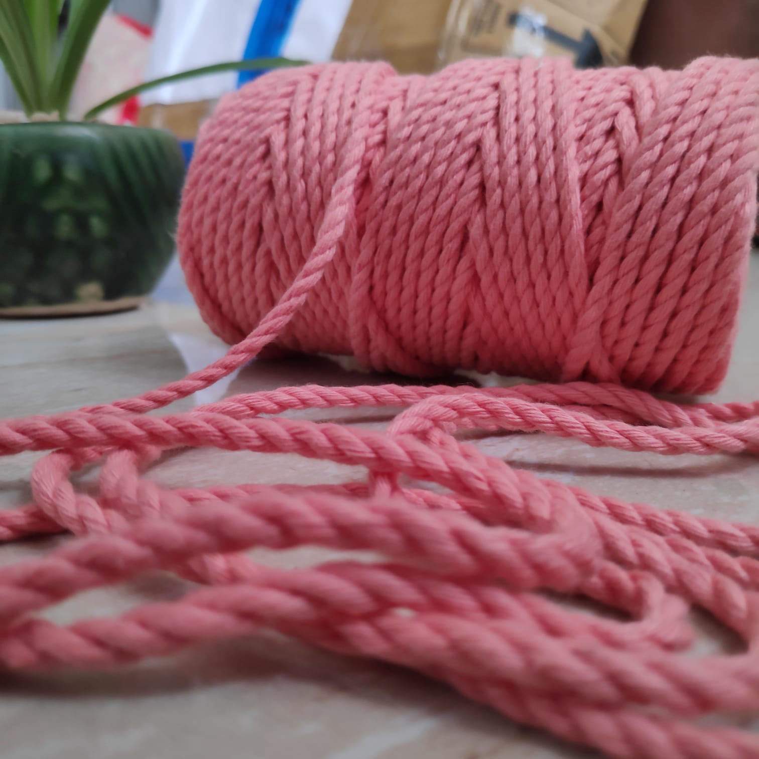 Twisted 3MM, 3 Ply Cotton Macrame Cord (Peach) 100 Mtrs - Buy ladies bag  online, Handmade gifts online