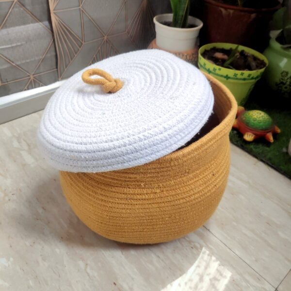 Cotton Rope Honey Pot Storage Basket with lid