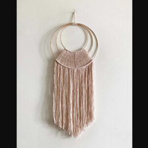 Triple Hoop Off White and Golden Elegant Wall Hanging