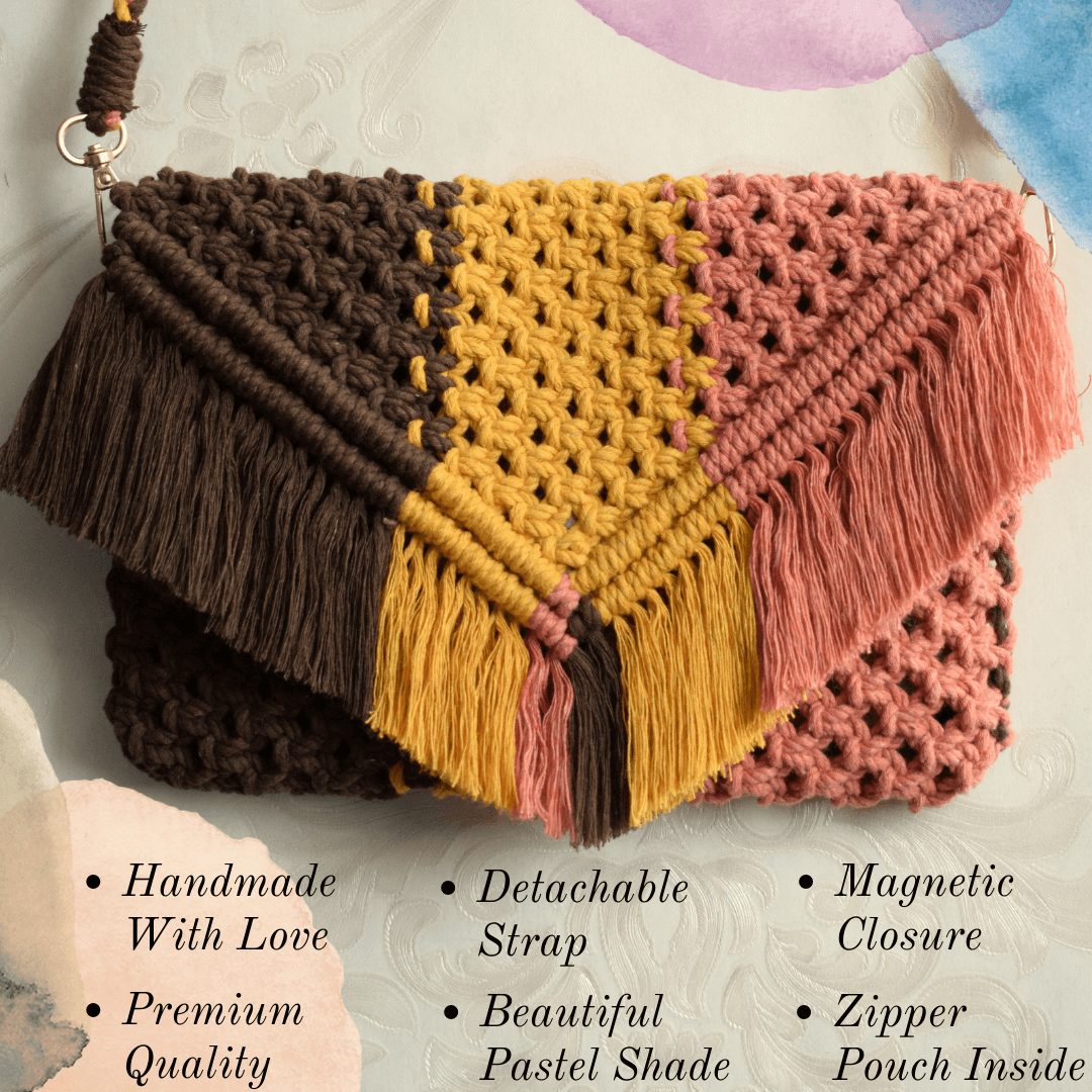 Macrame Yellow Mushy Mobile Sling Bag - Buy ladies bag online | Handmade  gifts online | Home decor products online