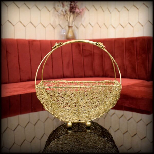 Golden Wheel Decor Basket Tray