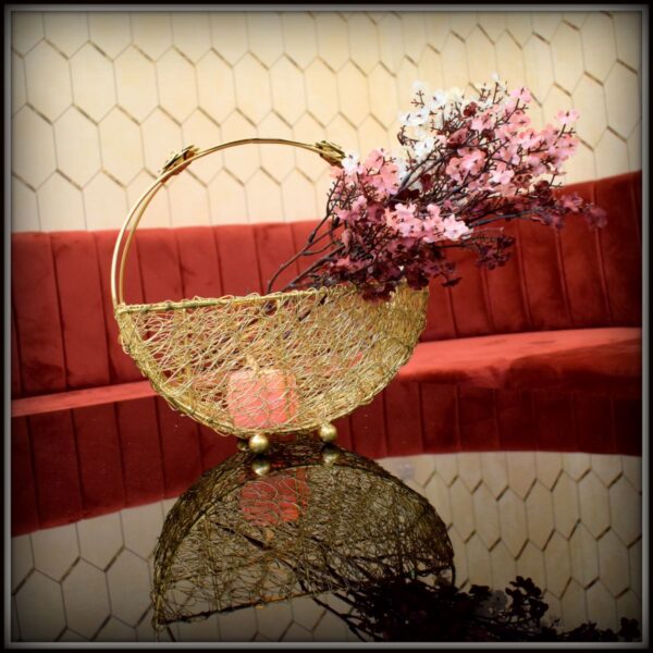 Golden Wheel Decor Basket Tray