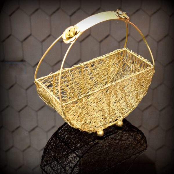 Golden Wheel Decor Basket Tray