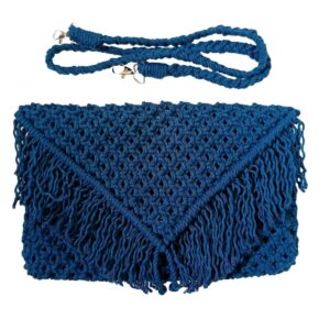 Handmade Macrame Royal Blue Sling Bag