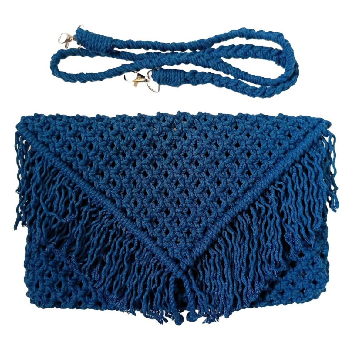 Handmade Macrame Royal Blue Sling Bag Art Tales Home decor fashion Lifestyle