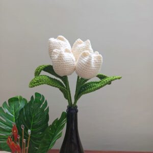 Crochet Tulip Blossoms Flowers (Off-White)