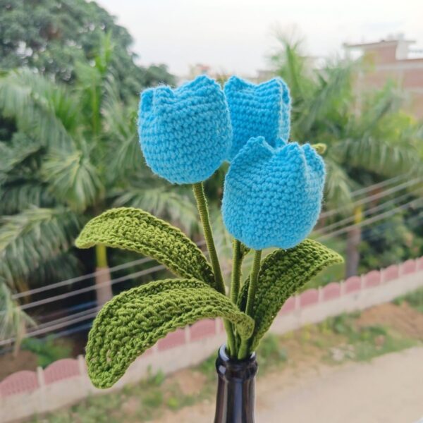 Crochet Tulip Blossoms Flowers (Blue)