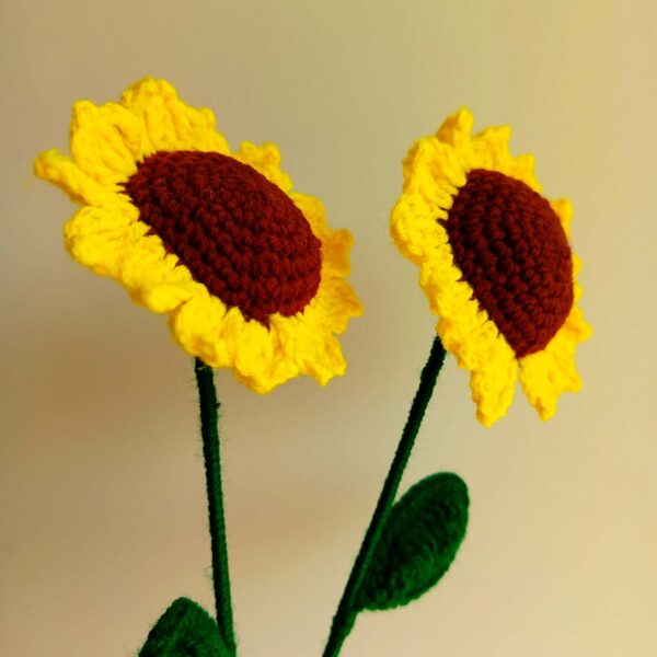 Forever Crochet Yellow Sunflower Artificial Flower (Set Of 2)