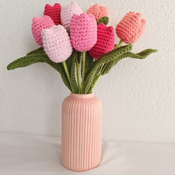 Handmade Crochet Tulip Artificial Flower Bouquet