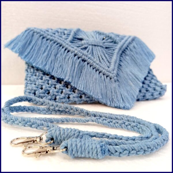 Trending Cotton Handmade Sky Blue Sling Handbag