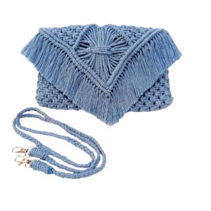 Trending Cotton Handmade Sky Blue Sling Handbag